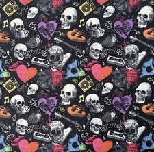Skull Rock Music Fabric Punk