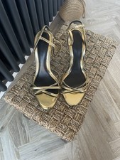 ZARA Gold Strappy Heels (UK 3