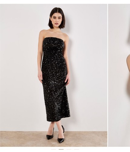 Apricot black sequin bandeau - apricot,