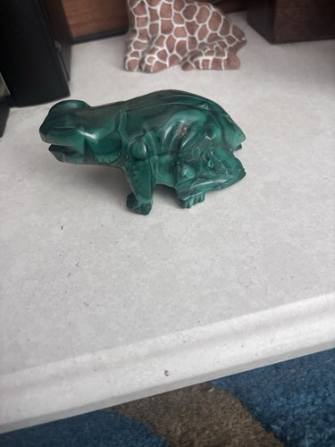 Malachite frog ornament - malachite,