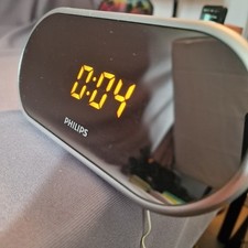 Philips AJ1000/05 Clock Radio White LED Display Mirror Tuning Dual Alarm Tested
