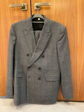 Burberry Grey Prince Of Wales Check Double Breasted Suit Size 56R