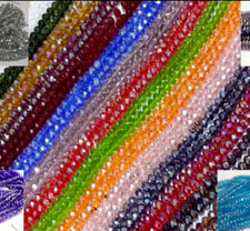 100 Faceted Rondelle Crystal Glass Beads 55 COLOUR  6mm  FREE P&P Loose beads