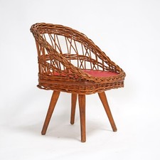 Vintage Childs Rattan Kids Chair - Children's Furniture 