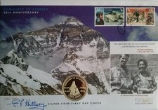 2003 Everest Anniversary Edmund Hillary Signed New Zealand Nepal Coin Cover