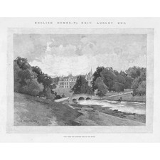 AUDLEY END Essex View from the Other Side of the River - Antique Print 1890