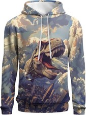 3D T-Rex Dinosaur Hoodie: City