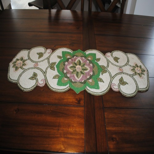 White and green beaded table - white,