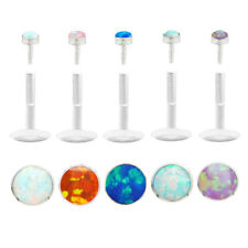  Steel Internally Threaded Opal Labret Helix Cartilage Tragus Lip Bar