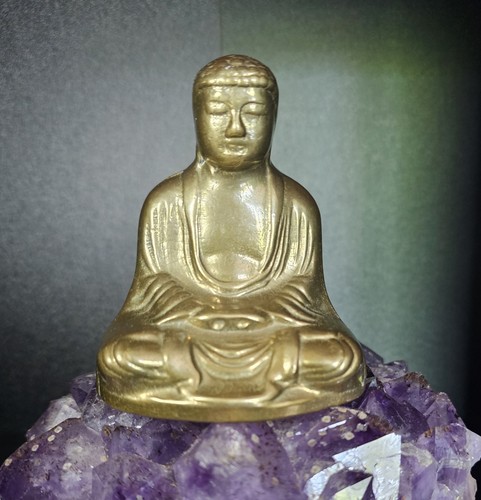 Vintage brass sitting - vintage, buddha