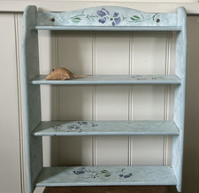 Vintage/ Antique small painted & stencilled set of shelves. H18 x W15 ins