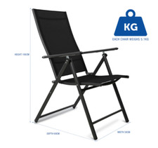 SUNMER Set of 2 Folding Garden Chairs with 7 Reclining Positions Grade A