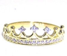 9ct gold crown ring cubic zirconia cluster eternity 9 carat yellow gold size m