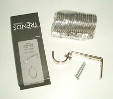 CURTAIN RINGS x 20 - SATIN SILVER LINED FOR 25/28mm POLE + 1 x BRACKET NEW OTHER