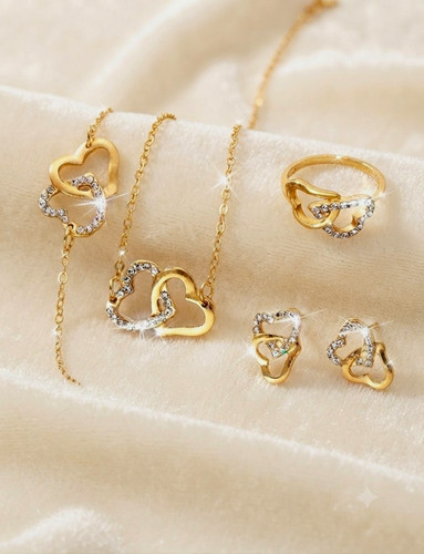 Yellow gold plated heart clear - gold,