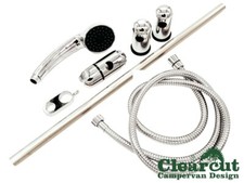 Sun Shower Riser Rail Set Caraflow 1.5m Hose & Sun Shower Head Plastic Campervan