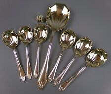 Vintage Dessert Spoon Set. Silver plated & gilt. Shell Shape. Ice cream, fruits.