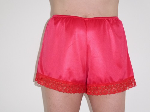 Red satin french knickers - red,