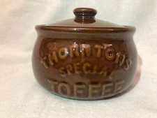 Vintage Thorntons Special Toffee Pot Ceramic Stoneware Brown Lidded Jar Pearsons