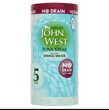 John West Tuna Steak in Spring Water No Drain 5 Cans – High Protein Healthy Fish