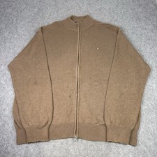 GANT Jumper Mens 3XL Brown Full Zip Cardigan Sweater Knit Cotton Embroidered Big