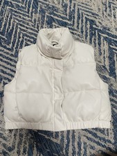 Zara White Cropped Puffer Gilet