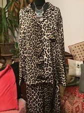🦋H&M Leopard Print Satin Pyjamas Size L  Silky Bohemian Pjs Boho Animal 🦋