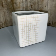 SMALL SIZE 4” Wide, 4” Tall WHITE SUGAR CUBE SHAPED CONTEMPORARY INDOOR PLANTER