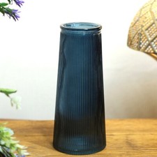 Blue tall ribbed glass - blue,