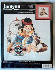 NEW *Lovely* JANLYNN/ Native American Boy/ Cross Stitch Kit/ 8 x 10 in/ 14 count