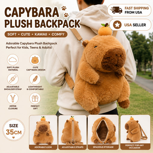Cute capybara plush - capybara, backpack