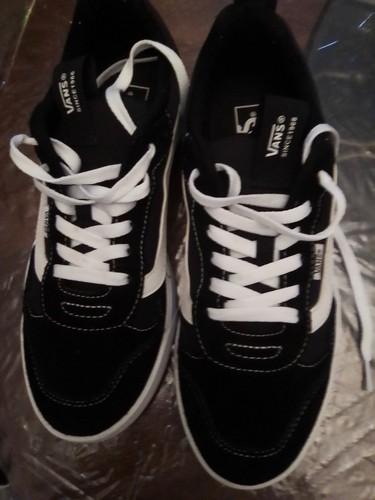 White black suede vans - white, size