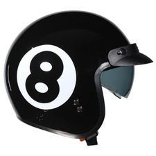 Frank Thomas Open Face Motorcycle Helmet Peak Vintage 8 Ball