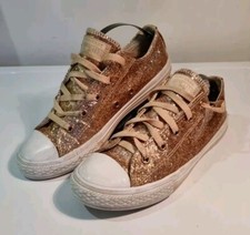 Converse Shoes Glitter Rose Gold Chuck Taylor All Star Low Trainers Size 3 Pump 