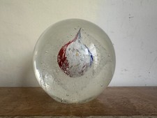 Vintage 20th Century Art Glass Paperweight With Colourful Bubble Sphere 10 x 9cm