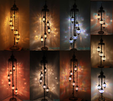 3/5/7/9 Glass Turkish Moroccan Colourful Mosaic Light Floor Lamp UK SAFE