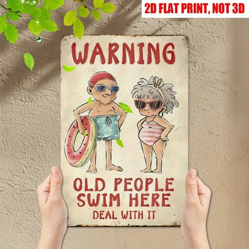 Warning old people swim - people, here
