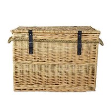 Premium Wicker Trunk Chest Natural Woven Willow Blanket Storage Basket Bedside