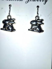 Silver tone rabbit style petite adult child small silver ear wire earrings