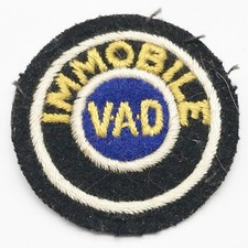 WW2 RED CROSS VOLUNTEER AID DETACHMENT VAD IMMOBILE CLOTH SLEEVE BADGE PATCH