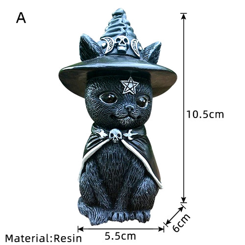 Halloween black cat resin - black,