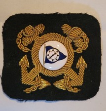 Vintage Yacht Club Hat-Cap Badge Enamel Navy Flag Compass Gold Wire Bullion 