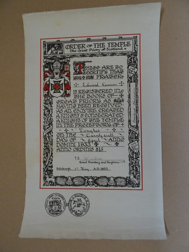 Masonic certificate knight - certificate,