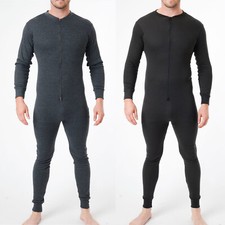 Mens Thermal Suit Zipped Underwear All In One Baselayer Bodysuit Jumpsuit S-3XL