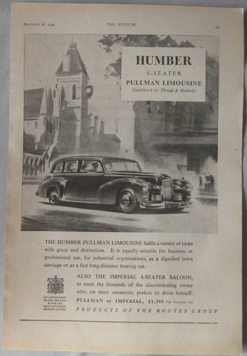 1949 humber pullman limousine - humber,
