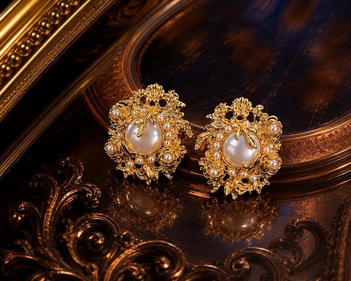 Vintage baroque pearl stud - baroque,