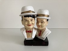 Laurel And Hardy Figure Bust Ceramic Figure 5” High White 