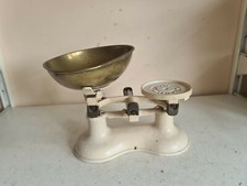 Vintage Boots Nottingham Cast Iron Kitchen Balanced Scales w Brass Pan Home Deco