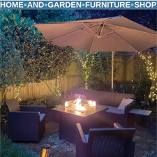 Rattan Garden Firepit Table Smokeless Firepit Patio Heater Gas Fire Glass Top