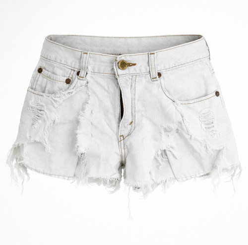 Levis white denim micro shorts - denim,